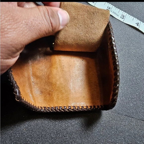 Vintage Engraved Floral Leather Key Holder/organizer tri fold Wallet Case - Picture 5 of 9